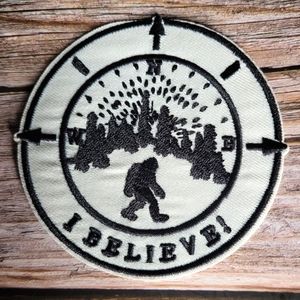 Bigfoot Compass Cryptid I Believe Sasquatch Camping Iron on Patch